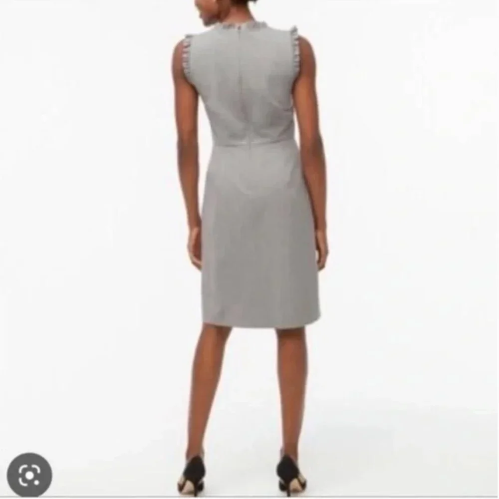 J. Crew Ruffleneck Suiting Dress Grey 20 - Picture 2 of 4